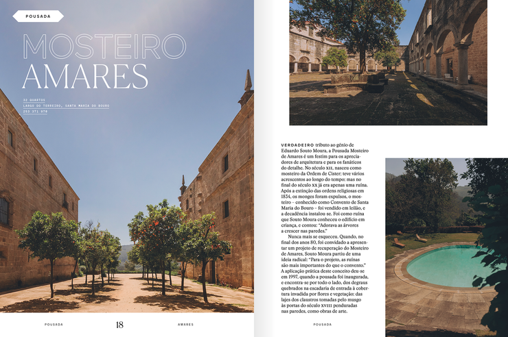 Interior do Guia de Viagem da Revista Observador Lifestyle Pestana Pousadas de Portugal com a pousada do Mosteiro de Amares