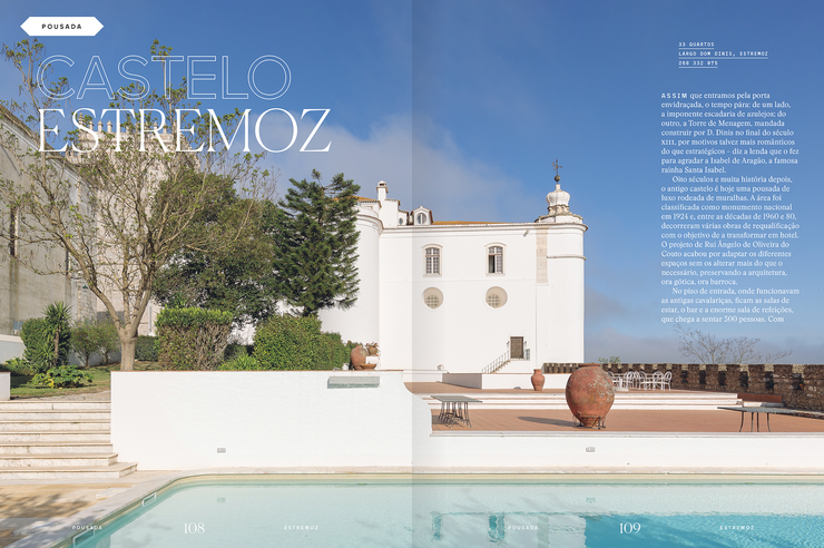 Interior do Guia de Viagem da Revista Observador Lifestyle Pestana Pousadas de Portugal com a pousada do Castelo de Estremoz