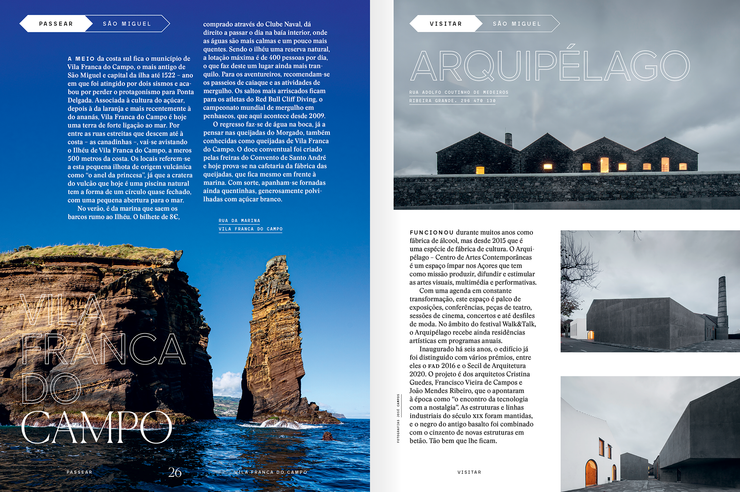 Imagens do interior da Revista Observador Lifestyle Guia de Viagem dos Açores